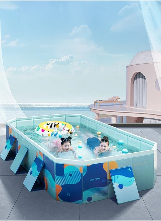 XiuWoo - Outdoor Foldable Swimming Pool for kids and Adults Non-Inflatable Hard Plastic Anti-Slip PVC Family Pool Summer Water Party for Outdoor Garden Backyard 2.6m/102in - Image 1