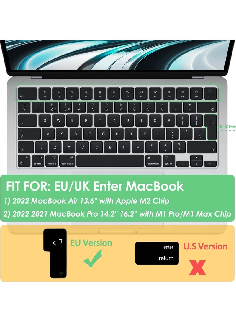 AMM EU/UK Version Russian/English Silicone Keyboard Cover Compatible with MacBook New Air 13.6" & 15.3" M4/M3/M2 Model:-A3113/A2681/A2941/A3114 Release 2024/2023/2022"& MacBook Pro 14.2" & 16.2" M4/M3/M2/M1 Model:- A3112/A3185/A3401/A2992/A2918/A2779/A2442/ A3403/A3186/A2991/A2780/A2485 Release 2024-2021" Black - Image 2