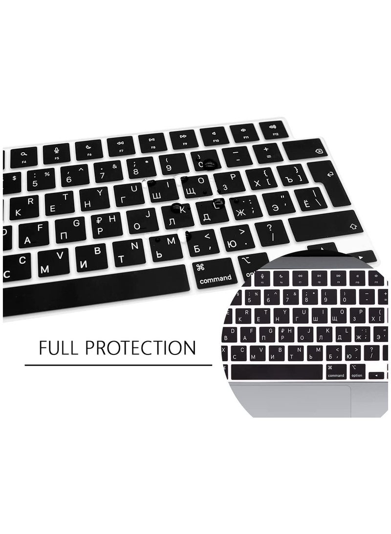 AMM EU/UK Version Russian/English Silicone Keyboard Cover Compatible with MacBook New Air 13.6" & 15.3" M4/M3/M2 Model:-A3113/A2681/A2941/A3114 Release 2024/2023/2022"& MacBook Pro 14.2" & 16.2" M4/M3/M2/M1 Model:- A3112/A3185/A3401/A2992/A2918/A2779/A2442/ A3403/A3186/A2991/A2780/A2485 Release 2024-2021" Black - Image 5