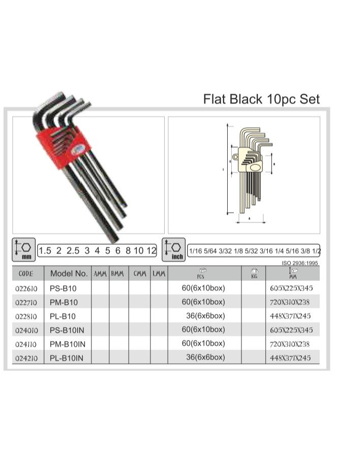 Jetechtool 10-Piece Hex Key Wrench Set, SAE, Heat-Treated, L-Style, Flat, Premium Alloy Steel with Black Finish, 1/6-inch to 1/2-Inch Large Allen Key Set - PL-B10IN - Image 4