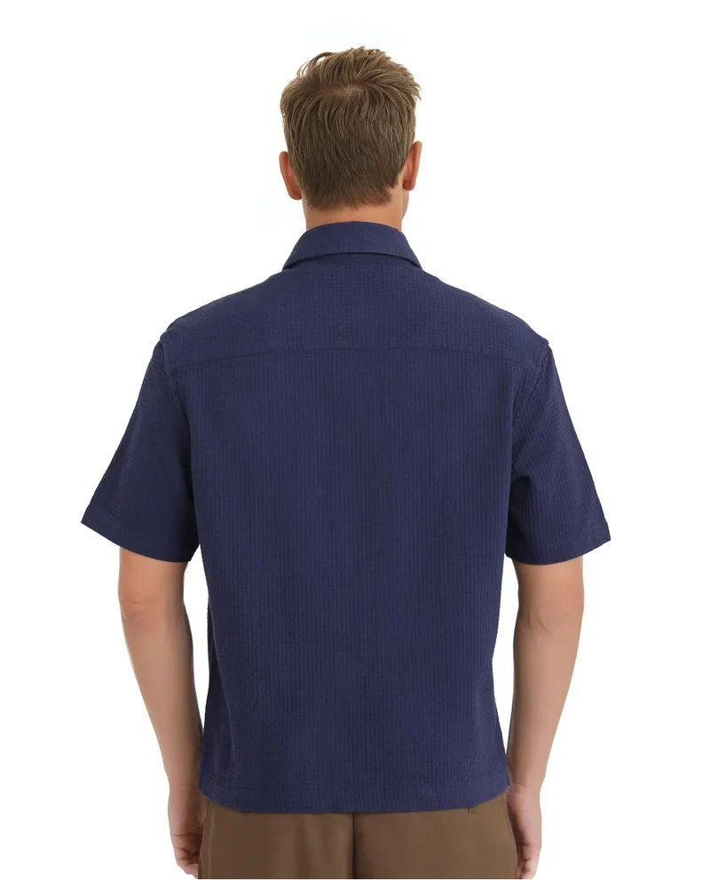 Rare Rabbit Men's Textured Boxy Fit Solid Shirt