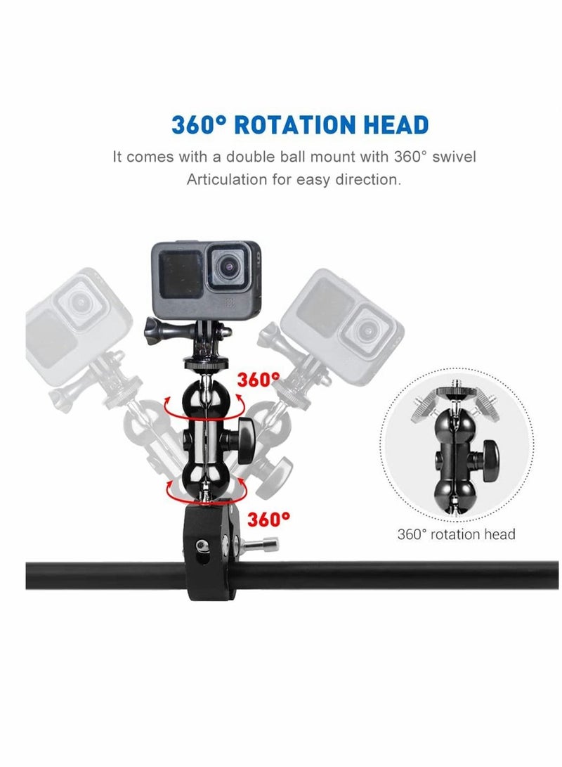 SYOSI Roll over image to zoom in Camera Clamp, Magic Arm, Double Ball Head Adapter, for Canon Nikon DSLR Camera/for Gopro/LED Lights (black)  - Image 3