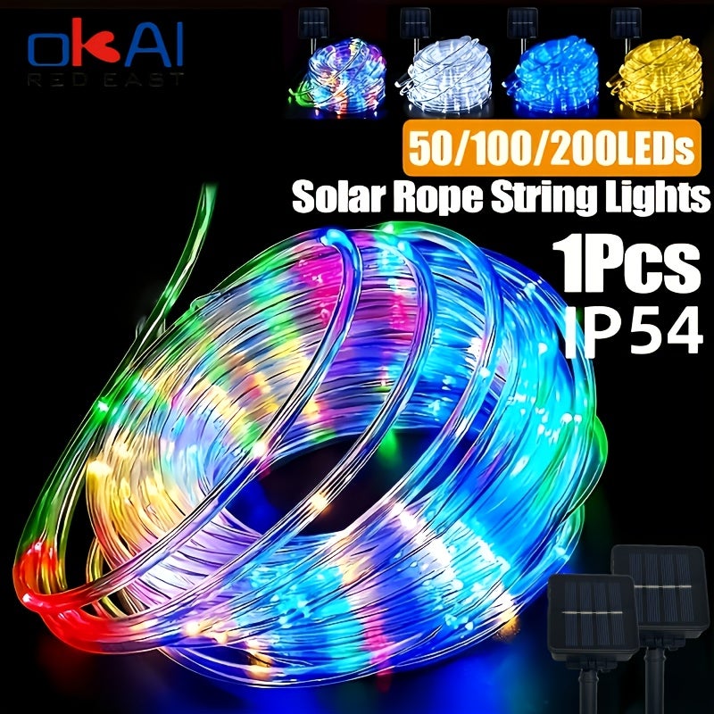 1 قطعة ضوء أنبوبي شمسي، 8 أوضاع إضاءة، حلقة LED، مناسب للديكور اليدوي، مثالي للفناء والحديقة والشرفة والسياج والشجرة والترامبولين وحفل الزفاف وحفلة عيد الميلاد وزينة الكريسماس، سلسلة إضاءة تلبي احتياجات 11 عطلة - Image 3