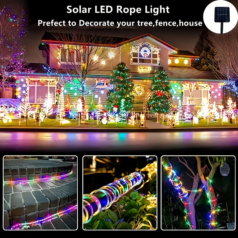 1 قطعة ضوء أنبوبي شمسي، 8 أوضاع إضاءة، حلقة LED، مناسب للديكور اليدوي، مثالي للفناء والحديقة والشرفة والسياج والشجرة والترامبولين وحفل الزفاف وحفلة عيد الميلاد وزينة الكريسماس، سلسلة إضاءة تلبي احتياجات 11 عطلة - Image 4