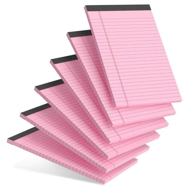 AILZFEI 6pcs Small Note Pad 5x8 College Ruled Pink Legal Pads Paper Notepads 6 Pack Study Back Writing Pads 5 x 8 Legal Pads Perforated Narrow Ruled Pads of Paper Pink - Image 1