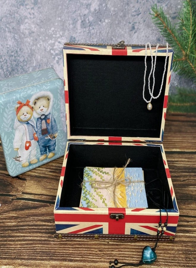 Amedoo Vintage Union Jack Flag Treasure Box - Wooden Storage Decorative Box with Lid, Durable Trinket Jewelry Memento Keepsake Case, Gifts for Kids, Girls, Boys, Women, Home Decor (Small) - Image 4