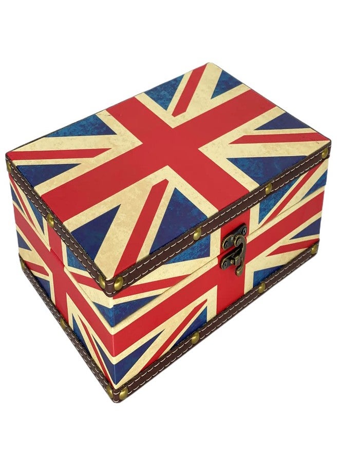 Amedoo Vintage Union Jack Flag Treasure Box - Wooden Storage Decorative Box with Lid, Durable Trinket Jewelry Memento Keepsake Case, Gifts for Kids, Girls, Boys, Women, Home Decor (Small) - Image 1