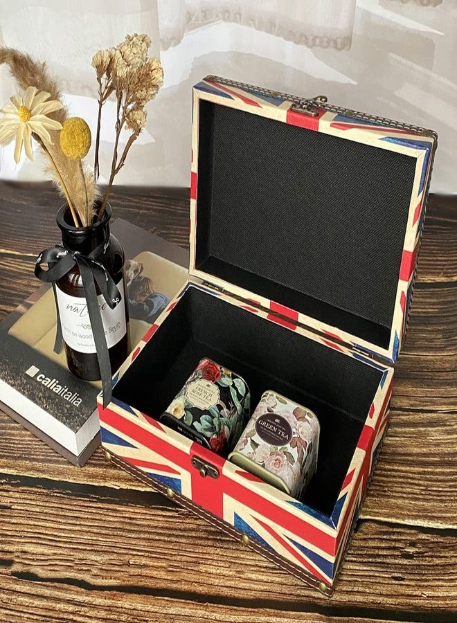 Amedoo Vintage Union Jack Flag Treasure Box - Wooden Storage Decorative Box with Lid, Durable Trinket Jewelry Memento Keepsake Case, Gifts for Kids, Girls, Boys, Women, Home Decor (Small) - Image 3