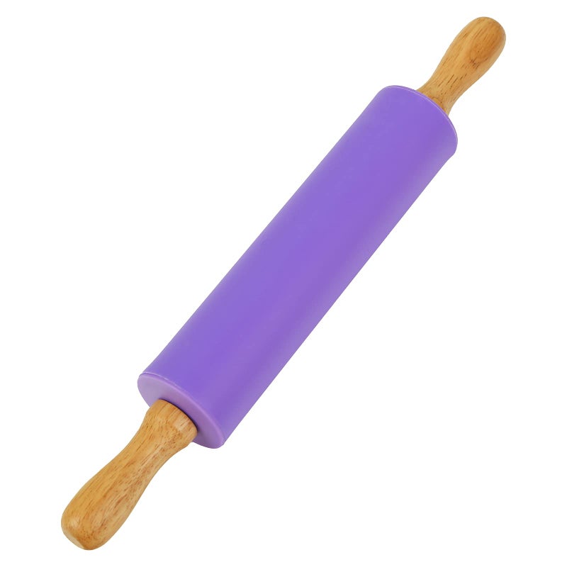 Koogel Rolling Pin for baking 12 Inch NonStick Silicone Handle Rolling Pin for Kids Kitchen Activity