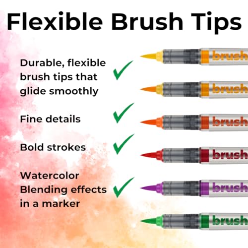 Karin Brushmarker Pro 12pc Flower Colors brush tip markers Set, Blendable, Water-Based, Brush Markers for Adults and Artists, 12 Mixable Colors, Adult Markers for Coloring Books and more - Image 5