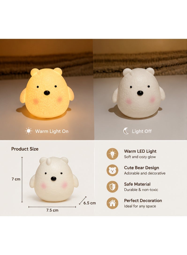 Cute Bear Night Light – Battery Powered Warm LED Lamp for Bedroom, Nursery, Desk & Home Decor - Image 1