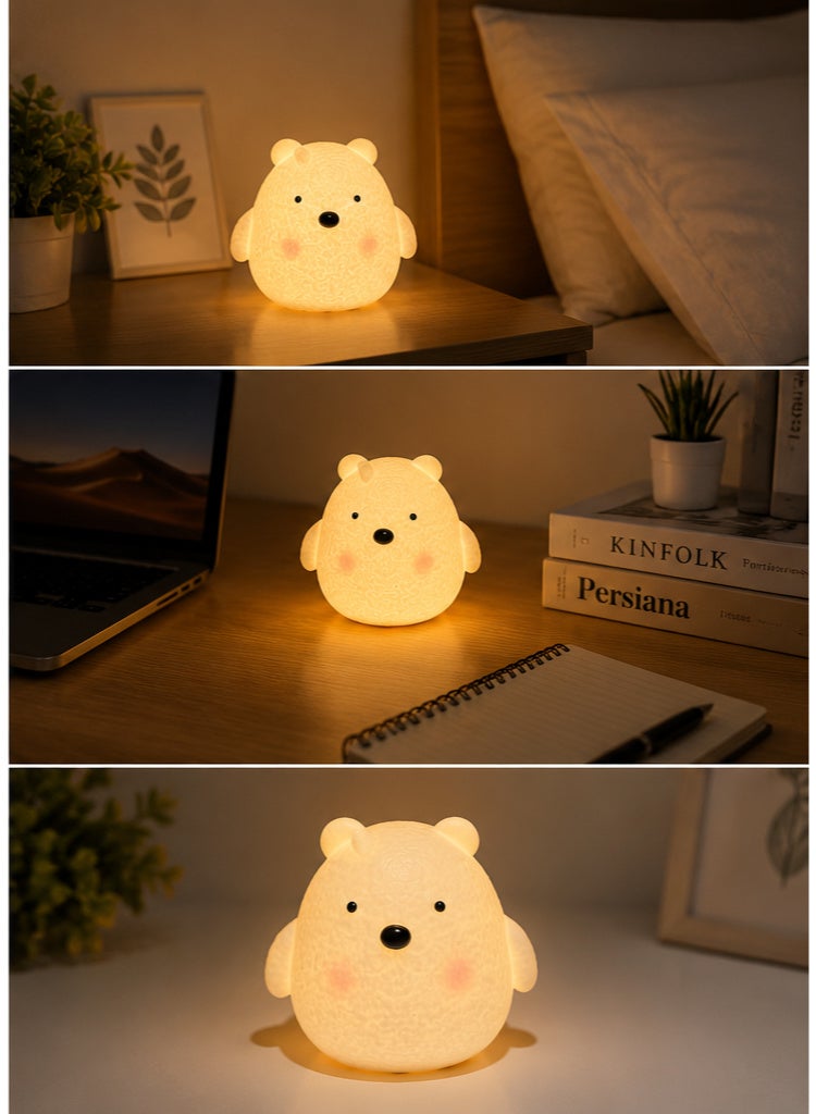 Cute Bear Night Light – Battery Powered Warm LED Lamp for Bedroom, Nursery, Desk & Home Decor - Image 3