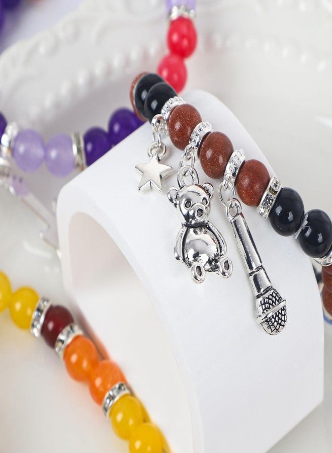 JUNIQUTE FNAF Game Inspired Bracelet for Women - 4PCS Charm Bracelet with Translucent Stone Beads & Metal Prop Charms, Pulseras Para Mujer, Birthday Valentines Gifts - Image 4