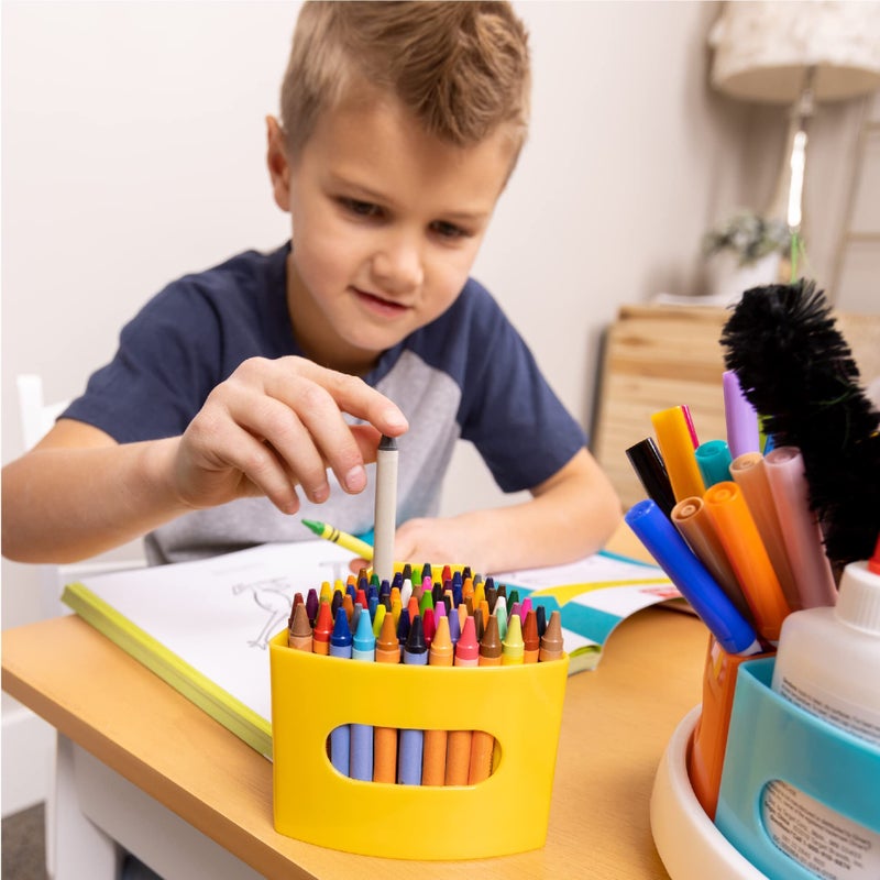 Hapinest Rotating Art Supply Organizer for Kids, Crayon Marker and Pencil Storage Solution for School Teachers and Classroom Crafts, Rotating Desk Organizer Caddy for Kids, Art Supply Caddy For Kids - Image 4