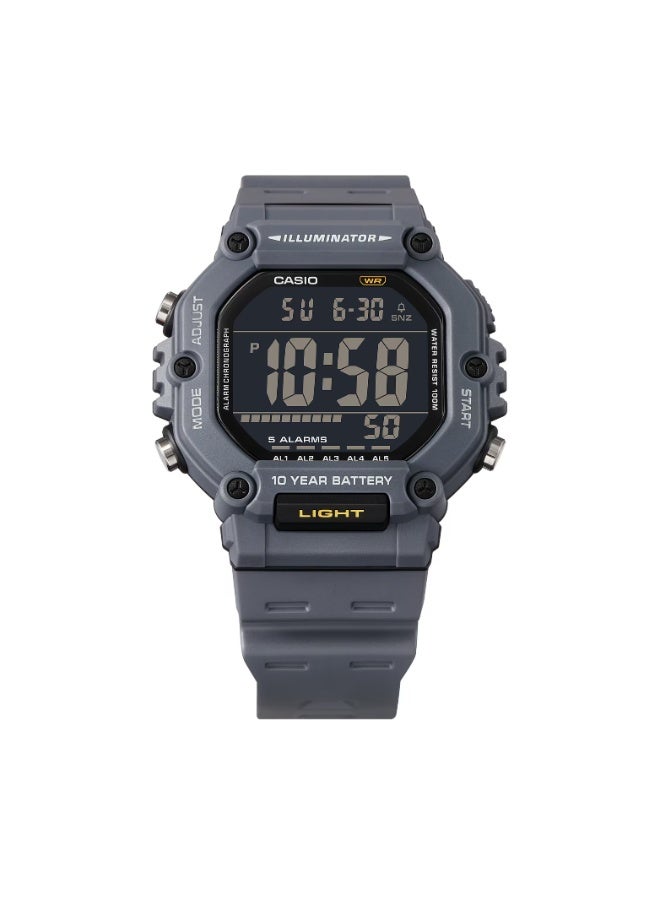 كاسيو ساعة كاسيو AE-1600H-8BVDF رقمية للجنسين، مقاومة للماء 100 م، بطارية 10 سنوات، إضاءة LED – رمادي/أسود - Image 3