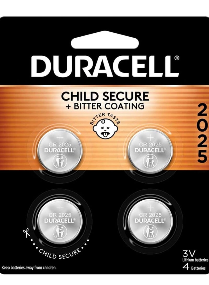 Duracell Duracell Specialty 2025 Lithium Coin Battery 3V, pack of 4, with Baby Secure Technology and suitable for keyfobs, scales, wearables and medical devices  - Image 1