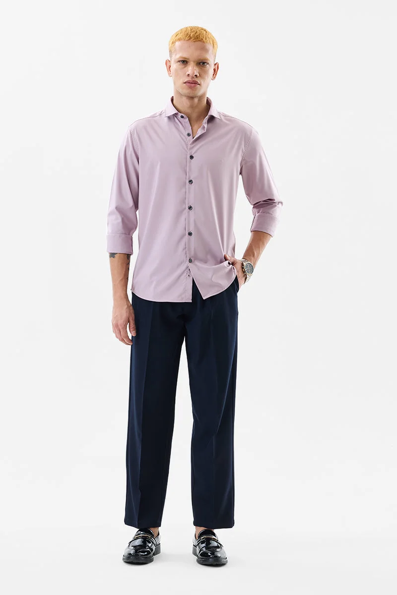 SNITCH Lavender Solid Long Sleeve Slim Fit Formal Shirt