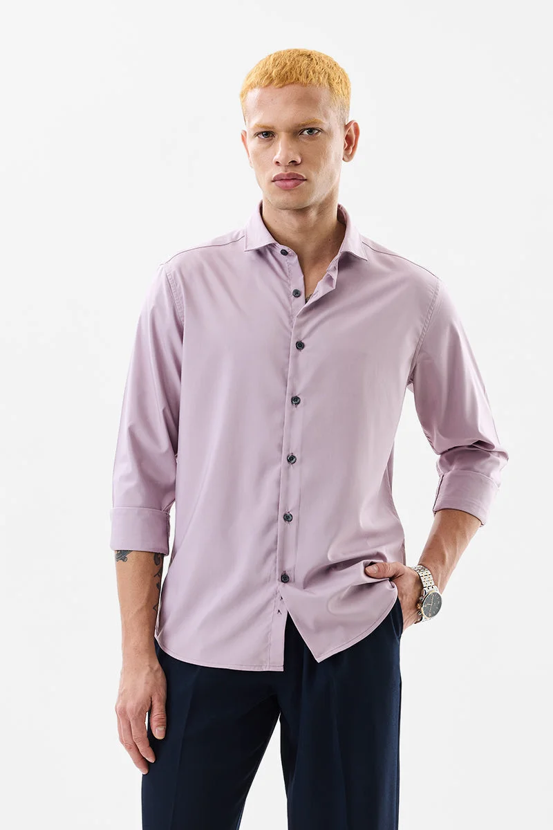 SNITCH Lavender Solid Long Sleeve Slim Fit Formal Shirt