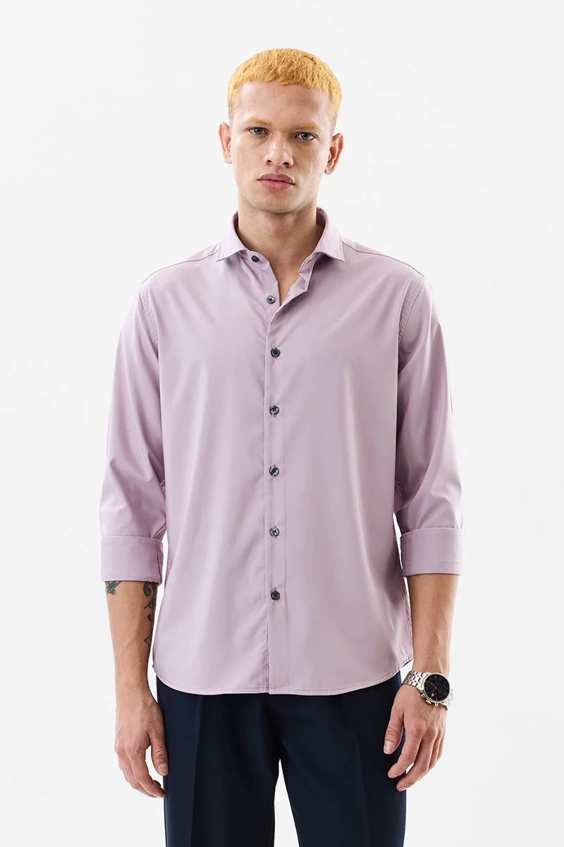 SNITCH Lavender Solid Long Sleeve Slim Fit Formal Shirt