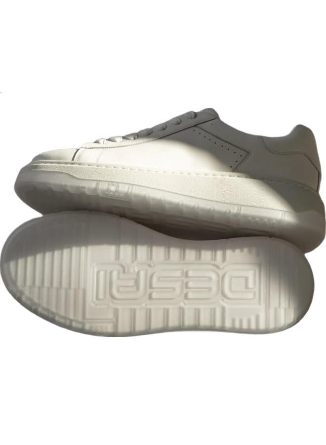 DESAI Men'S Genuine Leather Thick-Soled Casual Board Shoes Men'S All-Match Fashion White Shoes White 38 - Image 2