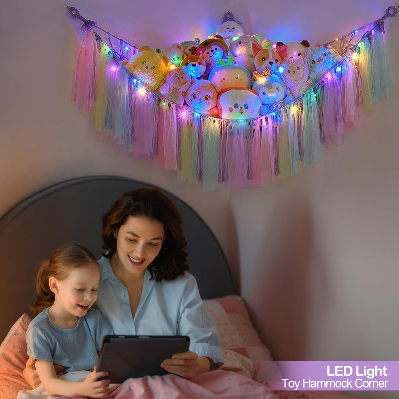 FIOBEE Stuffed Animals Net or Hammock with LED Light, Toy Hammock Hanging Stuffed Animals Storage Organizer Holder Room DÃ©cor for Nursery Kids Bedroom - Image 4