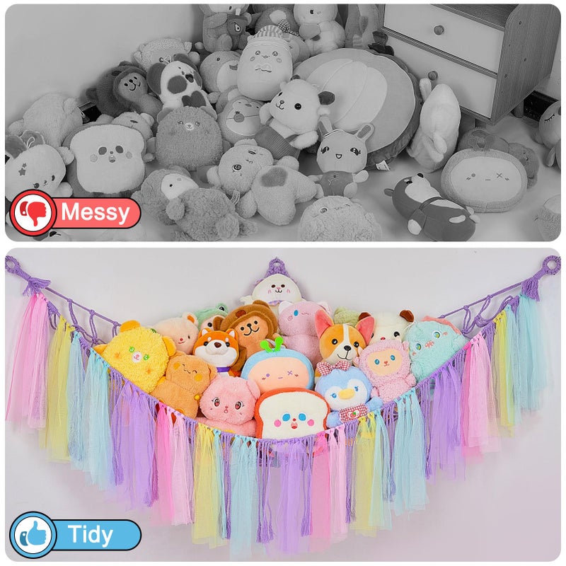 FIOBEE Stuffed Animals Net or Hammock with LED Light, Toy Hammock Hanging Stuffed Animals Storage Organizer Holder Room DÃ©cor for Nursery Kids Bedroom - Image 3