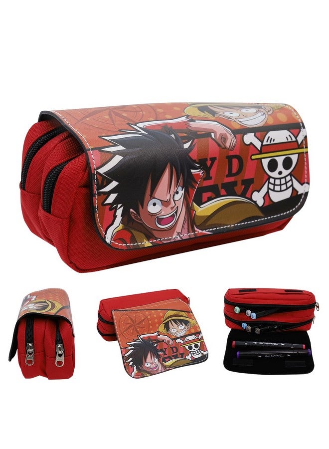 Fancyku Polyester One Piece Pencil Case, Anime Pencil Pouch, Cartoon Prints Pen Pouch, Large Capacity Pu Pencil Bag Stationery Organizer, Students Gift, Multicolor - Image 1