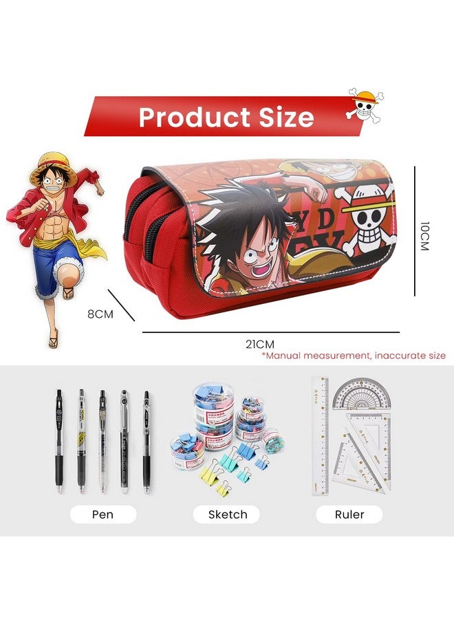 Fancyku Polyester One Piece Pencil Case, Anime Pencil Pouch, Cartoon Prints Pen Pouch, Large Capacity Pu Pencil Bag Stationery Organizer, Students Gift, Multicolor - Image 2