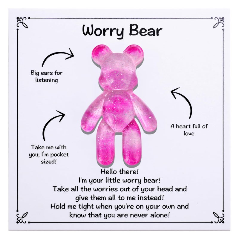 Aesnefe Pocket Worry Bear Hug, Anxiety Relief Keepsake, Mental Health Encouragement Gift, Emotional Support Token, Stress Comfort Gift for Teens & Adults, Galaxy Pink - Image 1