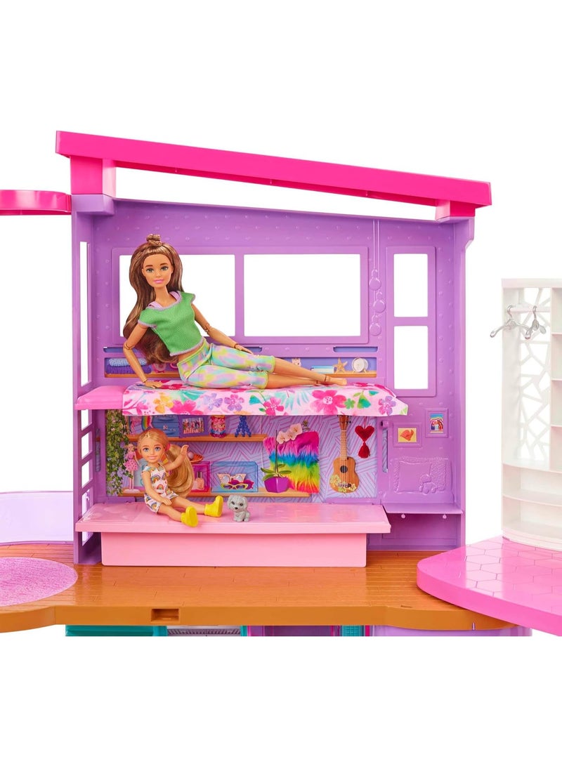 Barbie Malibu House Playset - 36-Piece Dream Vacation Dollhouse with 6 Rooms & Swing Elevator, Age 3+ - Image 3
