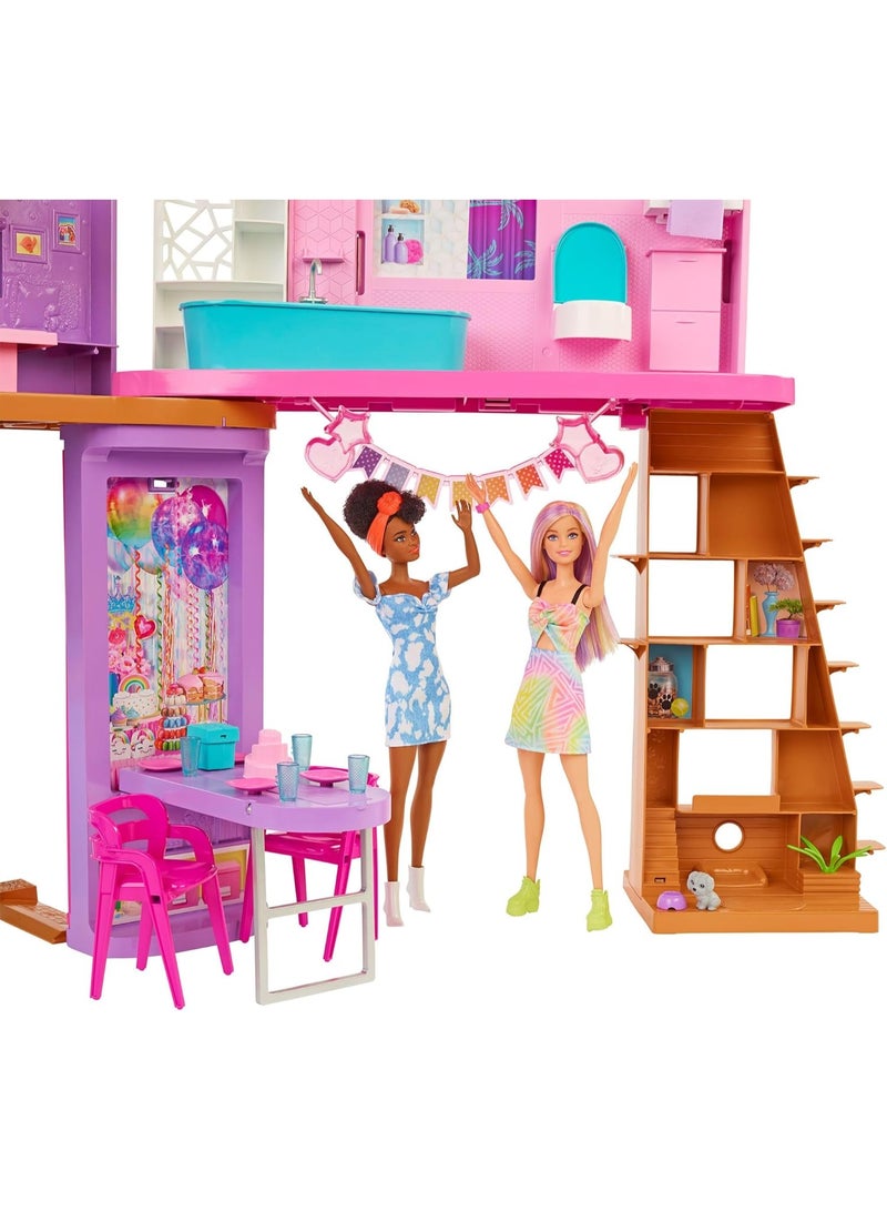Barbie Malibu House Playset - 36-Piece Dream Vacation Dollhouse with 6 Rooms & Swing Elevator, Age 3+ - Image 5
