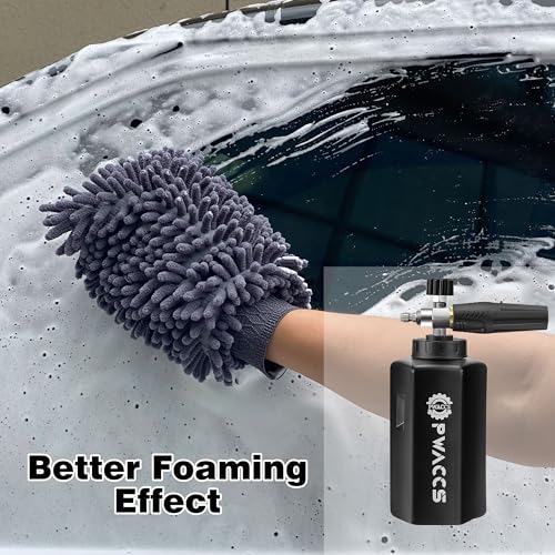 PWACCS Pressure Washer Foam Gun, Short Pressure Washer Gun, Foam Cannon for Car Wash Kit with 1/4" Quick Connector, Pressure Wash Handle for Power Washer with M22 Male Inlet, 4000 PSI, 1.5 Liter - Image 3