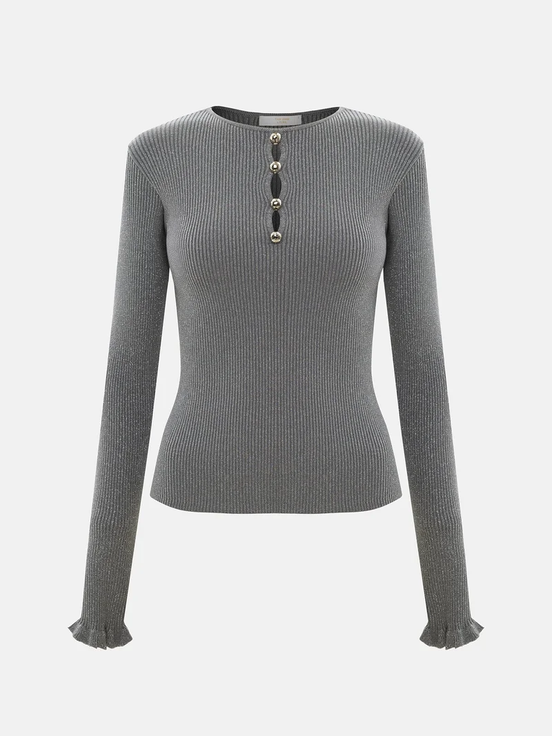 Lichi Metallised yarn jumper with silver decor