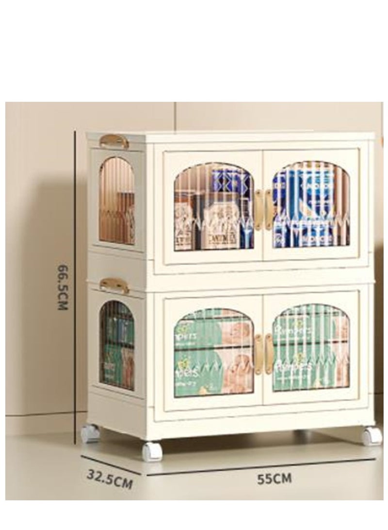 Generic Multifunctional folding storage cabinet, clothes, shoes, hats and bags storage cabinet, cosmetics storage box, coffee, milk, drinks, snacks storage box, 55*32.5*66.5cm, 2 layer  - Image 2