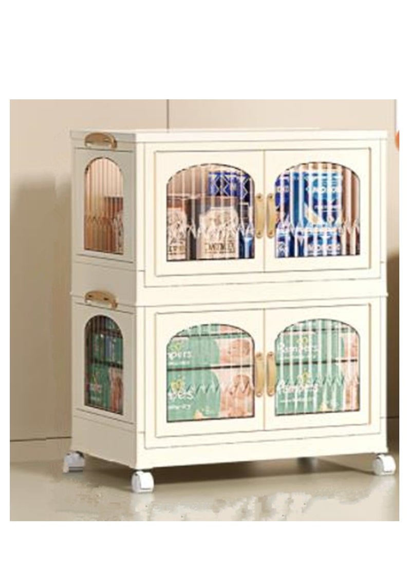 Generic Multifunctional folding storage cabinet, clothes, shoes, hats and bags storage cabinet, cosmetics storage box, coffee, milk, drinks, snacks storage box, 55*32.5*66.5cm, 2 layer  - Image 1