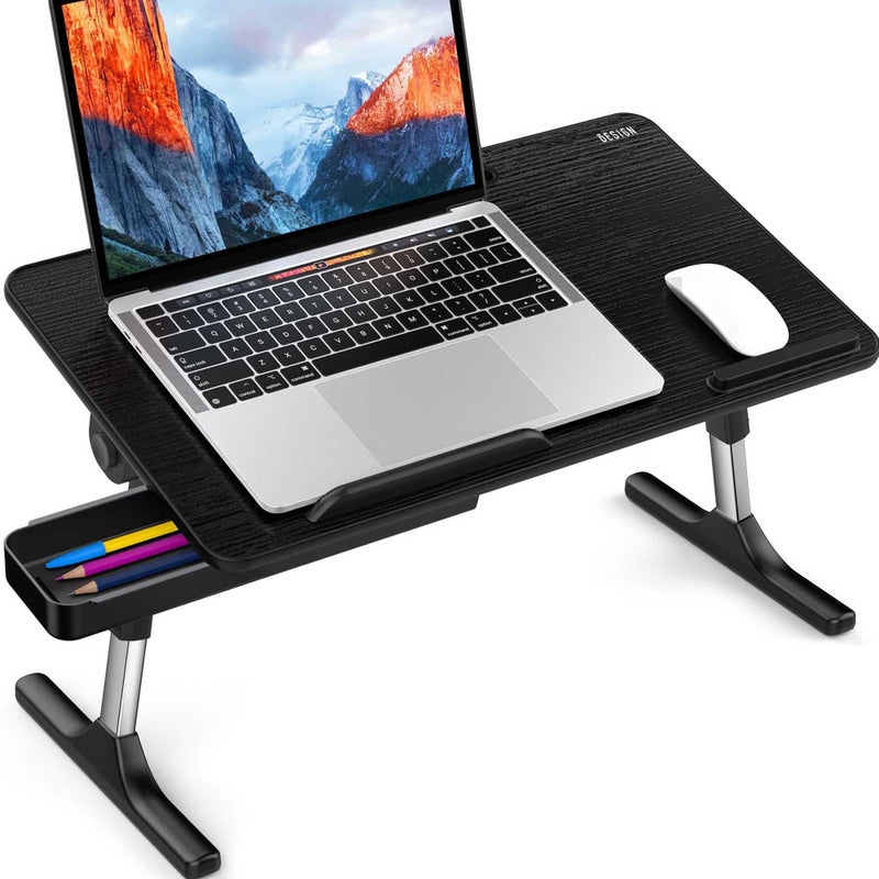 Besign LT05 Adjustable Laptop Table, Lap Desk, Portable Standing Bed Desk, Foldable Sofa Breakfast Tray, Notebook Computer Stand for Reading and Writing, Medium Size, Black - Image 1
