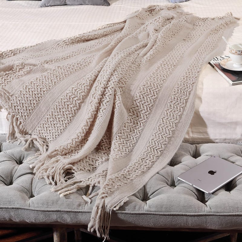 CREVENT Home Decor Couch Sofa Chair Bed Throw Blanket, Soft Warm Cozy Light Weight for Travelling,for Christmas(127X152CM Taupe) - Image 2
