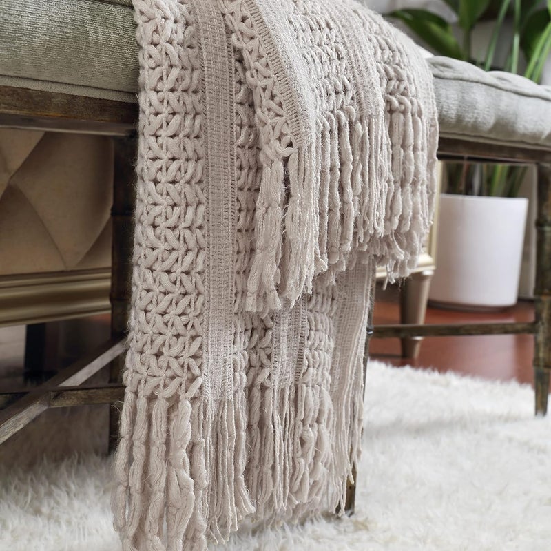 CREVENT Home Decor Couch Sofa Chair Bed Throw Blanket, Soft Warm Cozy Light Weight for Travelling,for Christmas(127X152CM Taupe) - Image 4