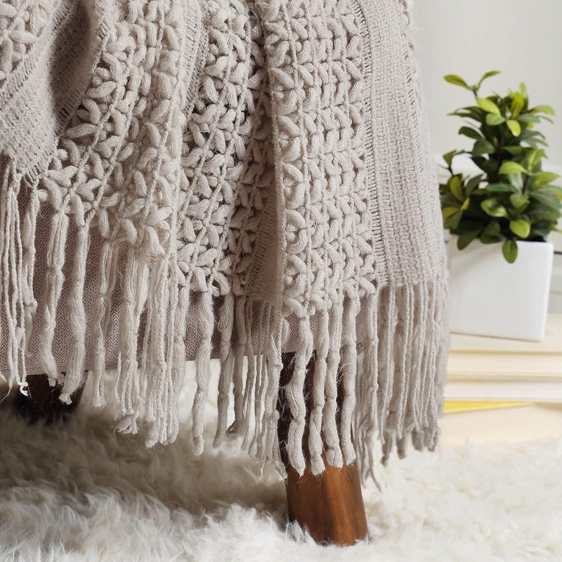 CREVENT Home Decor Couch Sofa Chair Bed Throw Blanket, Soft Warm Cozy Light Weight for Travelling,for Christmas(127X152CM Taupe) - Image 3