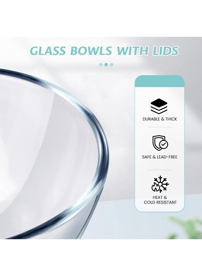 Luvan Glass Mixing Bowls with Lids Set(4.5QT, 2.7QT, 1.1QT)-Large Glass Mixing Bowls, Clear Salad Bowl for Baking, Cooking, Serving, Food Prep, 3PC Nesting Bowls for Kitchen Storage & Dishwasher Safe - Image 4