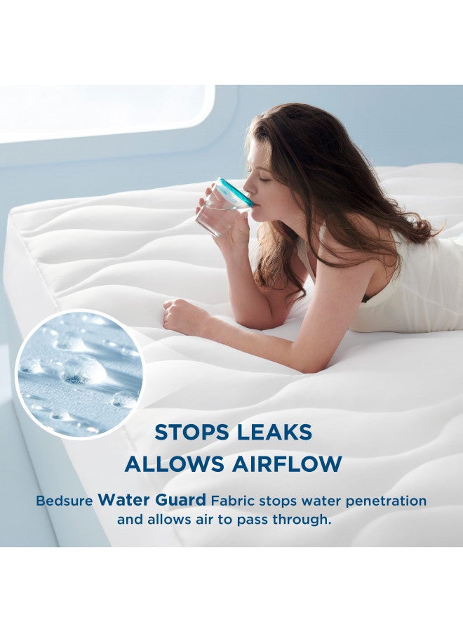 Bedsure Bedsure Breescape Waterproof Mattress Protector Queen- Soft Fluffy Mattress Pad, Quilted Cooling Mattress Topper, Deep Pocket Fits 8"-21" Mattresses, Breathable Bed Mattress Cover Queen, White  - Image 1