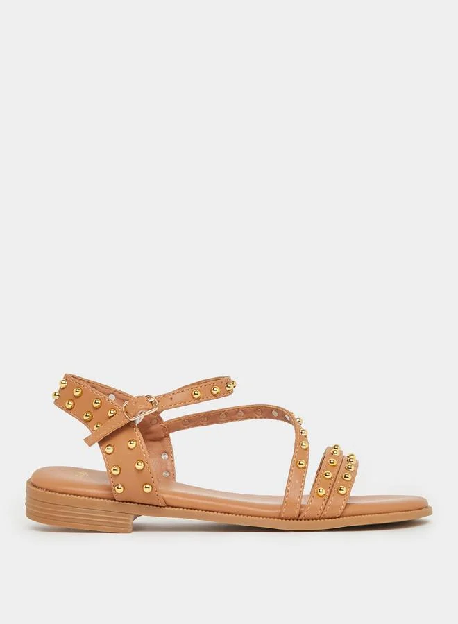 ستايلي Styli Studded Ankle Strap Sandals