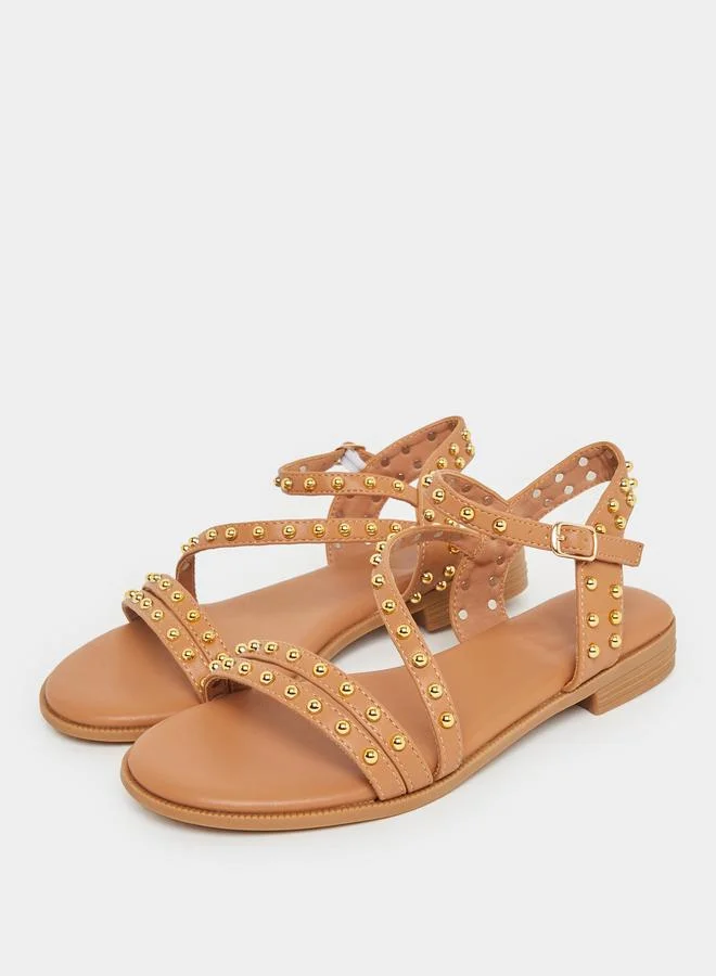 ستايلي Styli Studded Ankle Strap Sandals