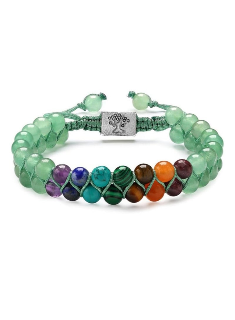 إسكدنيا سلسلة الخاتم الشفاء بحبيبات الأحجار الطبيعية، خاتمات الشفاء بحبيبات الشكرا للنساء والرجال، سلسلة الخاتم مع حبيبات الكريستال الحقيقية وهدايا الأحجار” - Image 1