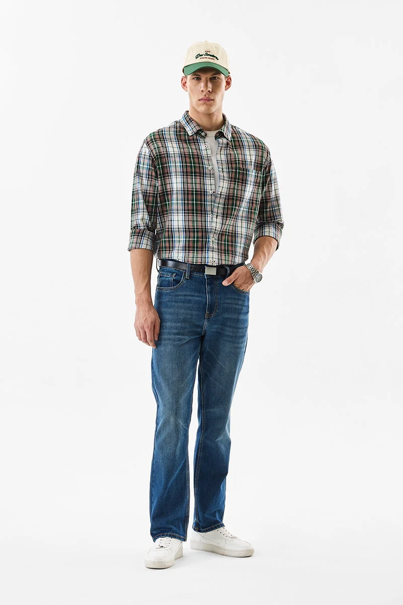 SNITCH Linen Blend Checks Regular Fit Shirt