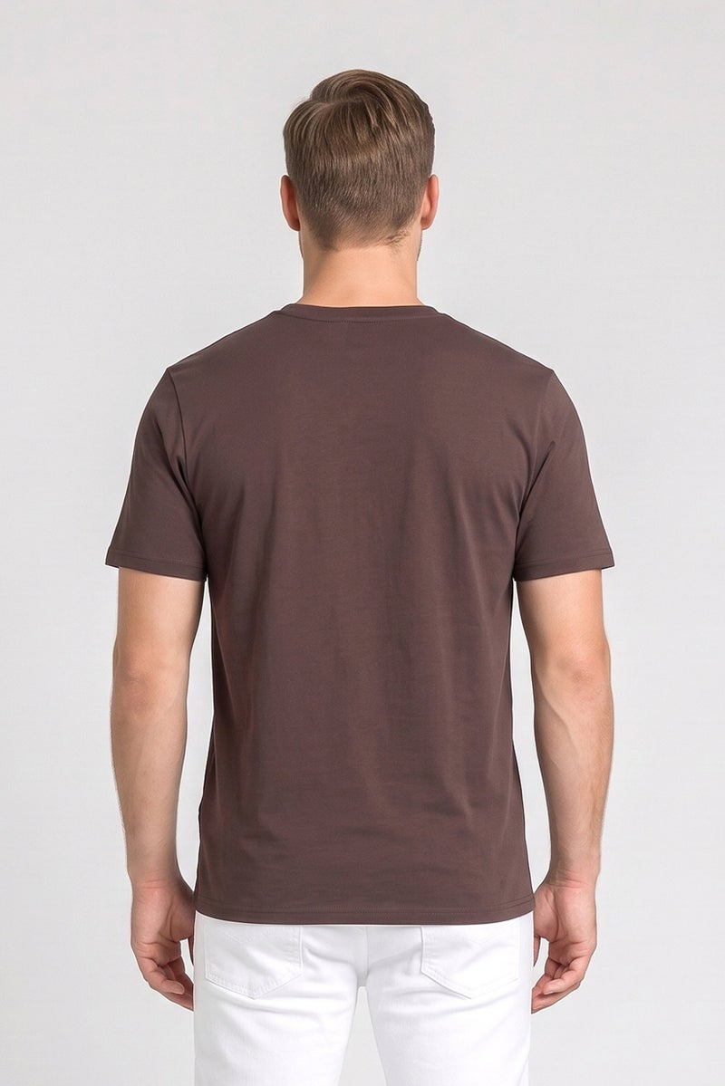 Lyle & Scott Men Crew Neck Short Sleeve Embroidered Logo T-Shirt, Brown - Image 4