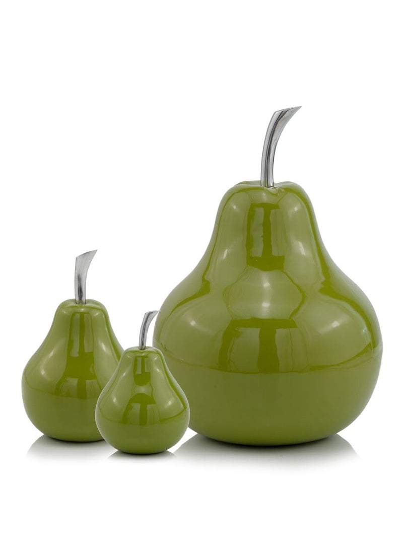 Modern Day Accents Modern Day Accents 3963 Peral Verde Small Green Pear  Fruit Decor  Gifts  Tabletop  Green Home Decor Centerpiece  Room Decor  Office Desk Decor  Green with Silver Stem  Sculpture  4"" L x 4"" W x 6.5"" H  - Image 3