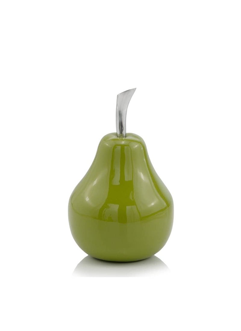 Modern Day Accents Modern Day Accents 3963 Peral Verde Small Green Pear  Fruit Decor  Gifts  Tabletop  Green Home Decor Centerpiece  Room Decor  Office Desk Decor  Green with Silver Stem  Sculpture  4"" L x 4"" W x 6.5"" H  - Image 1