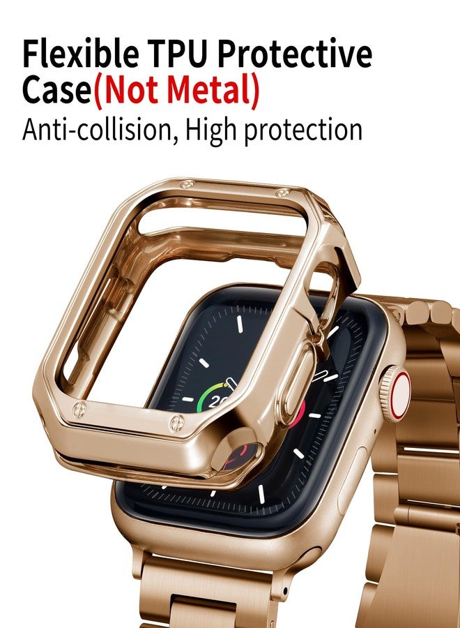 بينلون سوار BINLUN متوافق مع ساعات Apple Watch مقاس 38 مم، 40 مم، و41 مم، مصنوع من الفولاذ المقاوم للصدأ مع غطاء TPU، متوافق مع سلسلة iWatch 9/8/7/6/5/4/3/2/1/SE، للرجال والنساء - Image 4