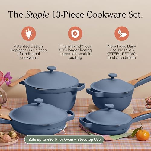 Our Place Cookware Set - 13-Piece Kit Including the Always Pan, Perfect Pot and Spatulas | Multifunctional, Toxin-Free Nonstick | Heat Safe up to 450°F | Oven, Stove, Induction Compatible | Blue Salt - Image 2